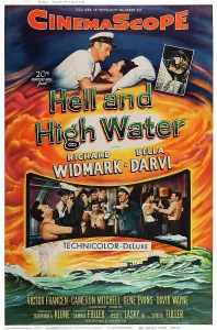 HELL AND HIGH WATER, US poster art, top, from left: Richard Widmark, Bella Darvi, 1954. TM and Copyright 20th Century Fox Film Corp