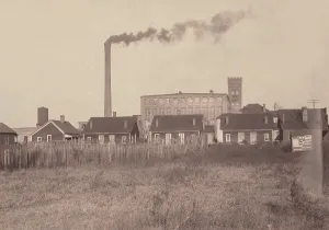 Brothel Prints: Hell's Half Acre, from original caption: row of disreputable houses at the edge of the mill settlement