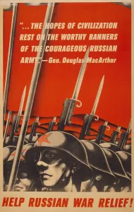 Lcgr1310 Prints: Help Russian war relief! American World War 2 poster depicting Soviet soldiers