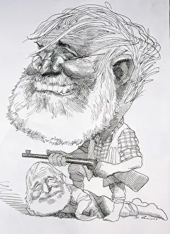Hemingway Prints: HEMINGWAY, Ernest (1899-1961). Engraving. AISA/Everett Collection**US SALES ONLY**
