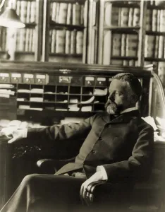 1900 1909 Prints: Henry Cabot Lodge (1850-1924), Republican Senator from Massachusetts seated at his desk