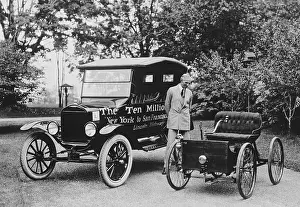 Convertible Prints: Henry Ford stands between the first and ten millionth Ford