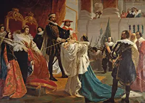 Noble Prints: Henry the Fourth puts his sword in the hand of his son