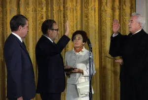 Judge Prints: Henry Kissinger being sworn in as Secretary of State by Chief Justice Warren Burger