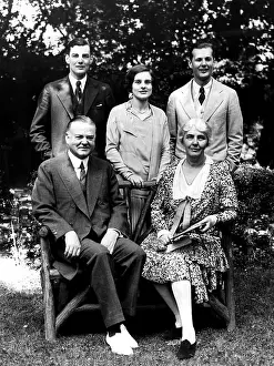 Family Photo Prints: Herbert Hoover with his wife and family on the grounds of his home