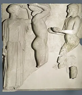 Hercules Holding Uranus. 470 -456 BC. Fourth metope of the prodomos of the Temple of Zeus
