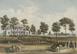Tennessee Prints: The Hermitage, Andrew Jackson's plantation home from 1804 to 1845 in 1856 lithograph