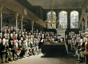 HICKEL, Karl Anton (1745-1798). William Pitt addressing the House of Commons on the French Declaration of War. ca. 1793. Oil on canvas. UNITED KINGDOM. London