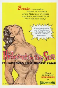 Topless Prints: HIDEOUT IN THE SUN, (Nudist Feature), poster art, 1960