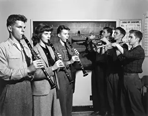 High School Prints: High School students playing clarinets and trumpets
