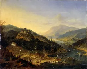 Valley Prints: Hilly Landscape with River, by Jan Griffier