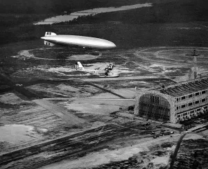 Hydrogen Prints: Hindenburg's arrival with an escort plane over Lakehurst