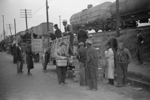 Lcgr1306 Prints: Hired African American day laborers in trucks