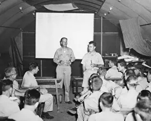 Lcgr1404 Prints: Hiroshima Atomic Bomb Crew at the briefing prior to the flight of the Enola Gay