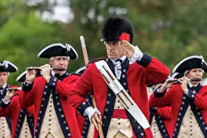 Salute Prints: Historically uniformed US soldiers play fifes behind their saluting drummer in the Farewell