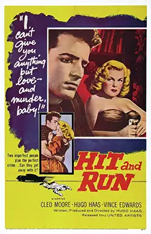Floozy Prints: HIT AND RUN, US poster art, Vince Edwards, Cleo Moore, 1957