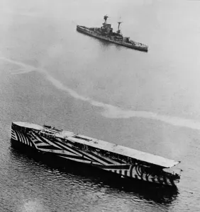 Platform Prints: HMS Argus, World War 1 aircraft carrier painted in dazzle camouflage