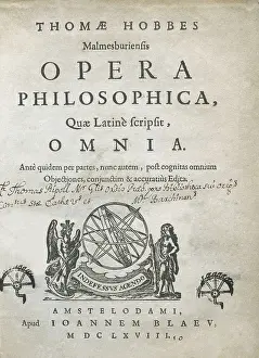 Philosophy Prints: HOBBES, Thomas (1588-1679). 'Opera Philosophica'