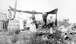 Oklahoma Prints: Holding down a town lot in Guthrie, Oklahoma, photograph by C.P. Rich, 1889