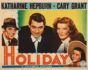 Atcmposterart Prints: HOLIDAY, from left: Cary Grant, Katharine Hepburn, lobbycard, 1938