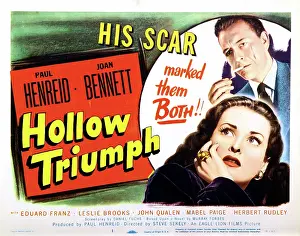 August Prints: HOLLOW TRIUMPH, Poster art, Paul Henreid, Joan Bennett, 1948