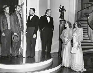 Movie Stars Prints: Three Hollywood actors with their Stand-Ins during the production of Merrily We Live'