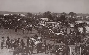 Migration Prints: Homesteaders gathered for US Soldiers to signal the opening of the Land Rush