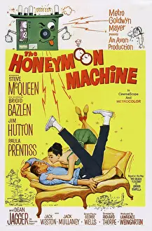 Laying Down Prints: THE HONEYMOON MACHINE, US poster art, from left: Steve McQueen, Brigid Bazlen, 1961