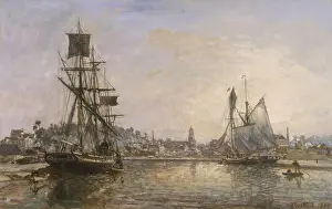 Coast Prints: Honfleur, by Johan Barthold Jongkind, 1865, French impressionist painting, oil on canvas