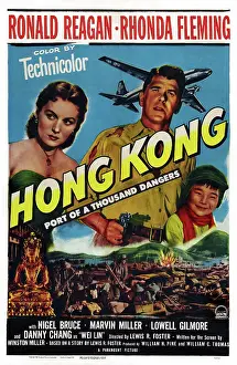Rhonda Prints: HONG KONG, US poster art, from left: Rhonda Fleming, Ronald Reagan, Danny Chang, 1952