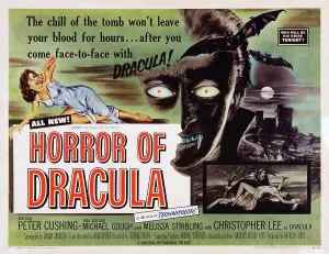 Fangs Prints: HORROR OF DRACULA, Christopher Lee on poster art, 1958