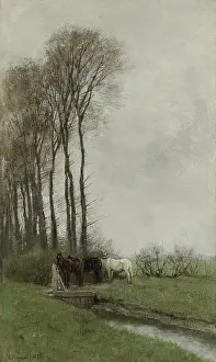 Spring Prints: Horses at the Gate, by Anton Mauve