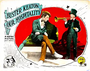 Morrlobb1 Prints: OUR HOSPITALITY, seated left: Buster Keaton on lobbycard, 1923