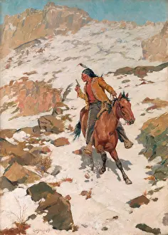 Braids Prints: IN HOT PURSUIT, by Charles Schreyvogel, c. 1900-09 American painting, oil on canvas