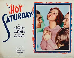 Hands Clasped Prints: HOT SATURDAY, lobbycard, from left: Cary Grant