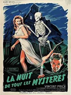 Cook Prints: HOUSE ON HAUNTED HILL, Carol Ohmart, Elisha Cook, Jr. 1959, French ad art