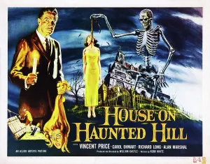 Price Prints: HOUSE ON HAUNTED HILL, left: Vincent Price on poster art painted by Reynold Brown, 1959