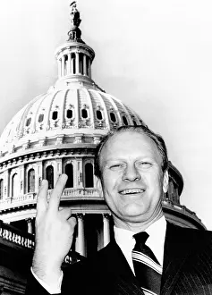 Representative Prints: House Republican Leader Gerald Ford flashes a victory smile after the House sustained President Nixon's veto of a