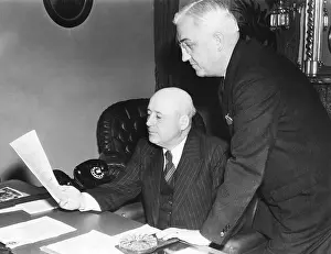 Clifton Prints: House Speaker Sam Rayburn, holding President Franklin Roosevelt's request for $7 billion