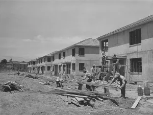 San Diego Prints: Houses under construction at the Navy defense housing project for enlisted men in the Marines and Navy