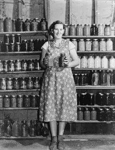 Ankle Socks Prints: Housewife proudly displays her home grown and canned food