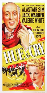 Valerie Prints: HUE AND CRY, from top: Alastair Sim, Valerie White on UK poster art, 1947