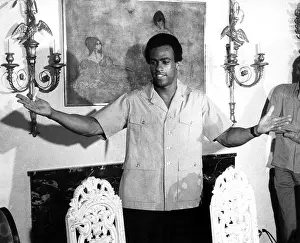 History Prints: Huey Newton, Black Panther Party Minister of Defense @ news confrence in Jane Fonda's NYC apartment