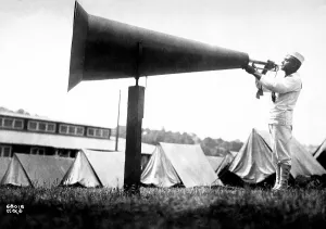 December Prints: Huge megaphone used to wake up sleeping recruits