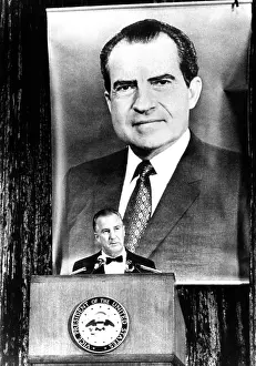 Spiro Prints: A huge portrait of President Nixon dominates the scene