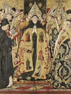 Temperas Prints: HUGUET, Jaume (1415-1492). The Consecration of Saint Augustine