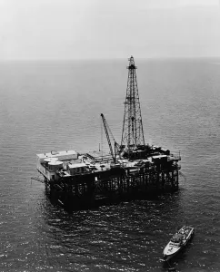 Wells Prints: Humble Oil & Refining Company offshore drilling platform in the Gulf of Mexico