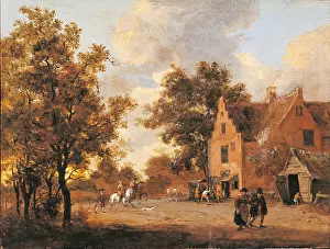 Hunters Stop at an Inn, after Gael Barent, 17th Century, oil on panel, 37 x 28 cm - Italy, Lombardy, Milan, Castello Sforzesco, Civic Collections of Ancient Art