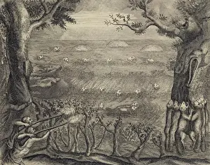 Shooting Prints: HUNTING FOR BEAVER, 1738, from Adventures of Sr. C