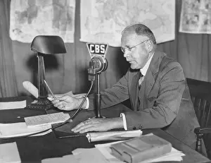 Broadcast News Prints: H.V. Kaltenborn at the CBS microphone